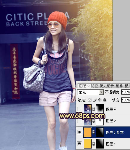 Photoshop将美女图片打造出纯美的暗蓝色效果