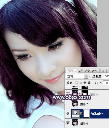 Photoshop将女生头像图片调出经典的朦胧紫色调效果