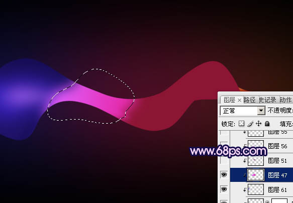 Photoshop打造出一条非常绚丽潮流层次感极强的彩色飘带光束效果