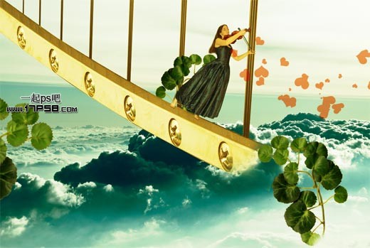 Photoshop制作出在天桥演奏的女生图片—爱的艺术