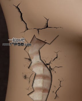 photoshop将女生模特头像制作成破裂的雕像效果教程