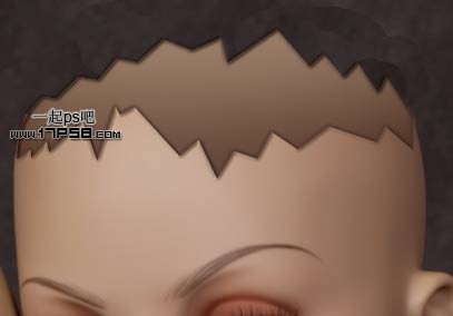 photoshop将女生模特头像制作成破裂的雕像效果教程