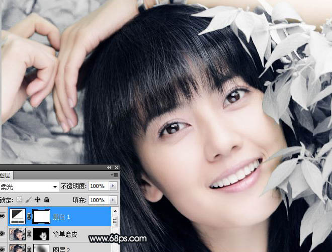 Photoshop将绿色背景女孩图片打造出非常干净的中性色效果