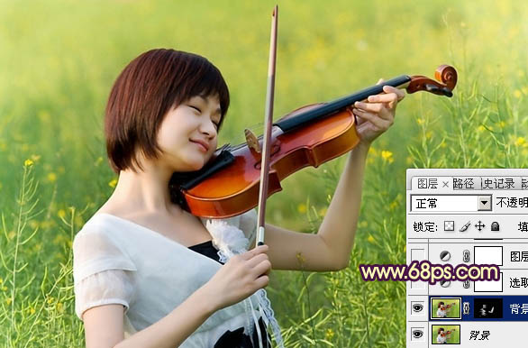 Photoshop将油菜花女生图片调出漂亮的橙黄色