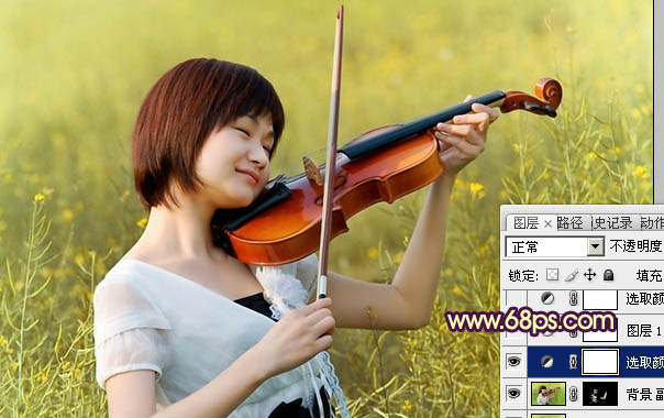 Photoshop将油菜花女生图片调出漂亮的橙黄色