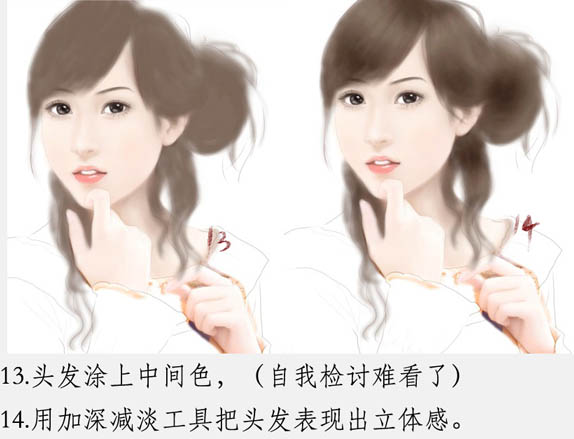 Painter与photoshop结合把美女图片转为吸引力很强的古典手绘效果