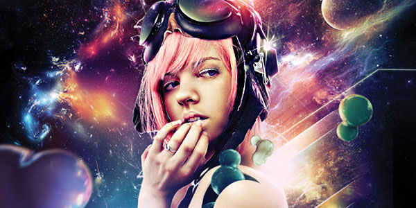 photoshop合成绚丽的潮流星光美女插画效果