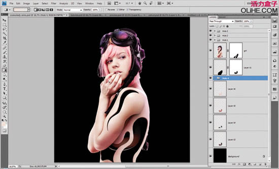 photoshop合成绚丽的潮流星光美女插画效果