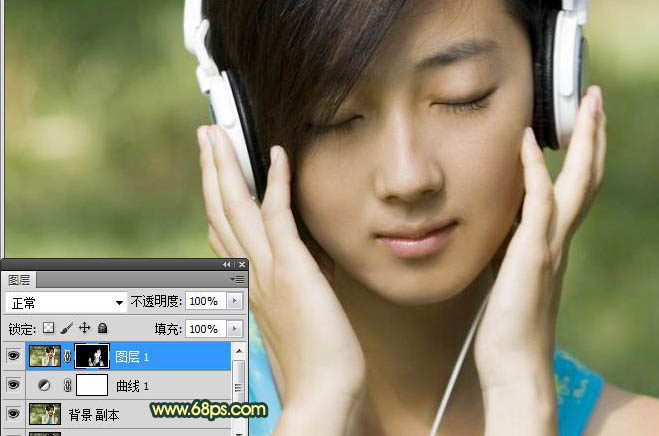 Photoshop为音乐女孩加上柔和甜美的夏季色