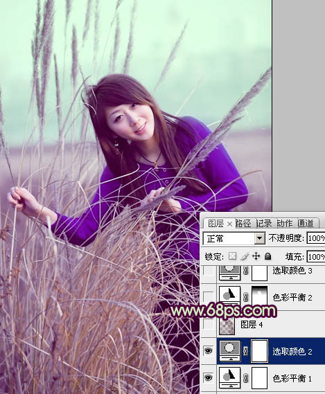 Photosho将外景人物图片添加上流行的日韩淡褐色