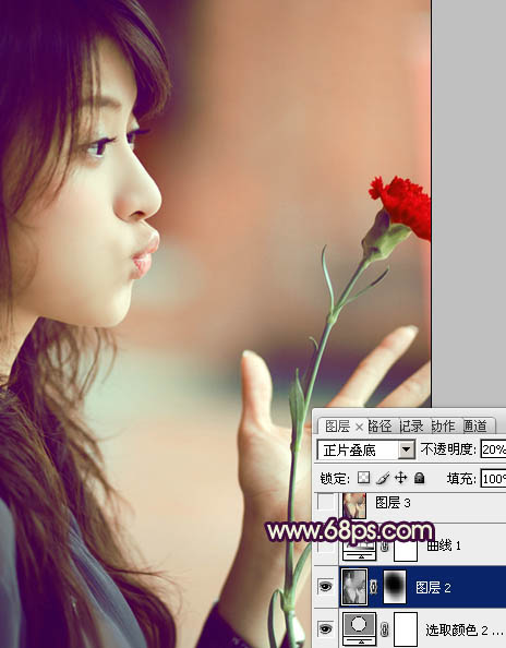 Photosho将写意人物图片调出柔和的淡暖色