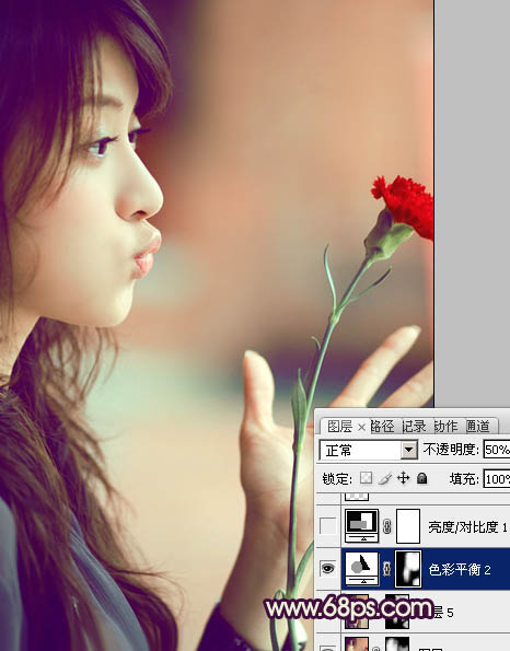 Photosho将写意人物图片调出柔和的淡暖色