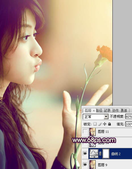Photosho将写意人物图片调出柔和的淡暖色