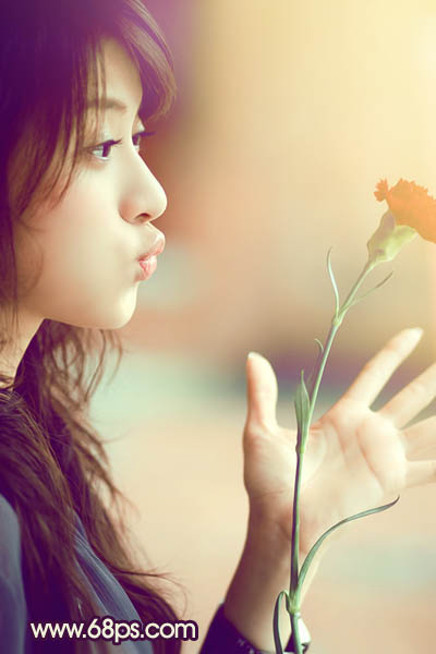 Photosho将写意人物图片调出柔和的淡暖色