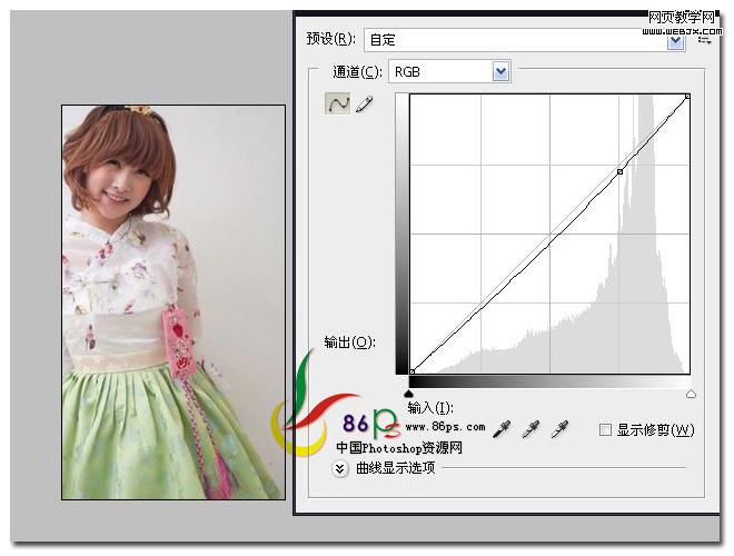 photoshop用曲线和可选颜色调整层将女孩图片调出甜美的日系色调