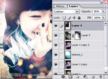 photoshop利用高光素材制作出绚丽的非主流人物图片