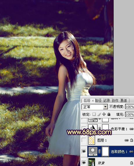 Photoshop将晨曦中灿烂的女生图片打造出橙蓝色效果