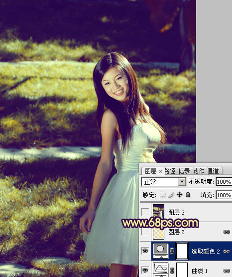 Photoshop将晨曦中灿烂的女生图片打造出橙蓝色效果