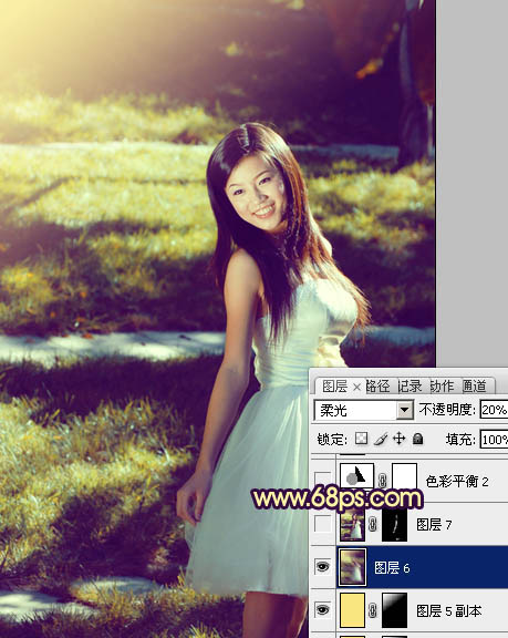 Photoshop将晨曦中灿烂的女生图片打造出橙蓝色效果