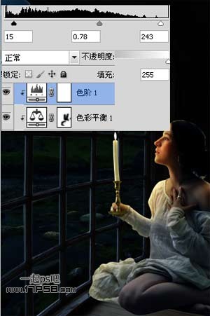 photoshop合成手持烛光欣赏夜景的女生图片效果
