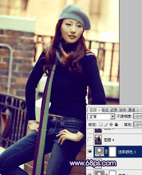 Photoshop将街道美女图片加上淡淡的舒适的暖色调效果
