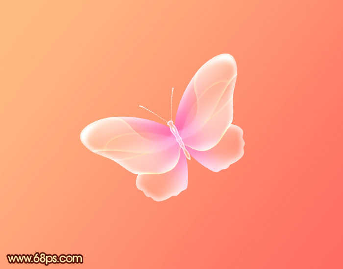 Photoshop制作出非常可爱的粉色水晶蝴蝶效果”