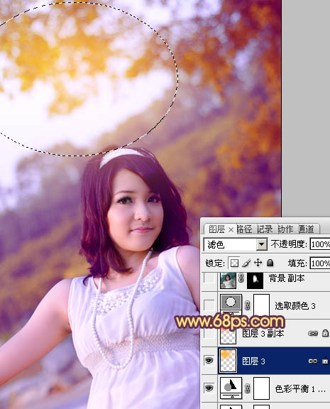 Photoshop将外景女生图片调成绚丽的紫红色