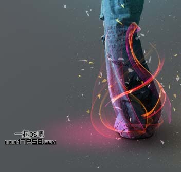 photoshop将女生图片合成动感的彩色光电效果