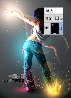 photoshop将女生图片合成动感的彩色光电效果