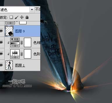 photoshop将女生图片合成动感的彩色光电效果