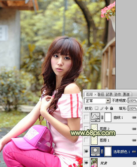 Photoshop将外景女生图片调制出朦胧的淡黄色效果
