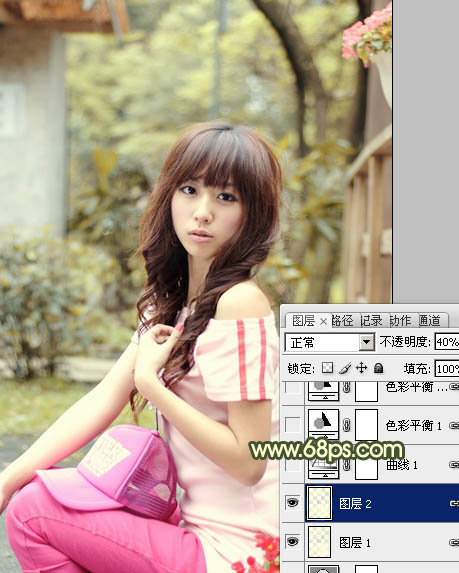 Photoshop将外景女生图片调制出朦胧的淡黄色效果