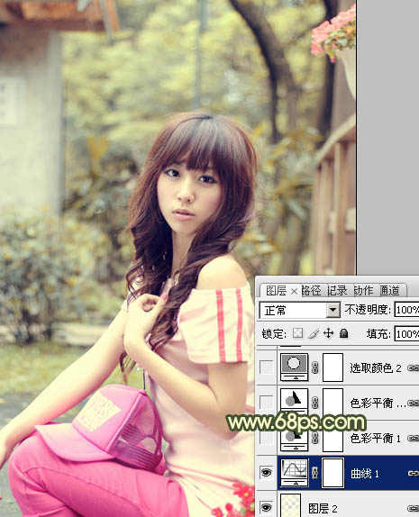 Photoshop将外景女生图片调制出朦胧的淡黄色效果