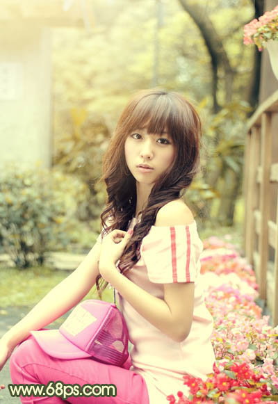 Photoshop将外景女生图片调制出朦胧的淡黄色效果