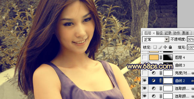 Photoshop将偏暗人物图片柔和的淡黄色效果