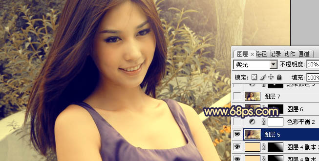 Photoshop将偏暗人物图片柔和的淡黄色效果