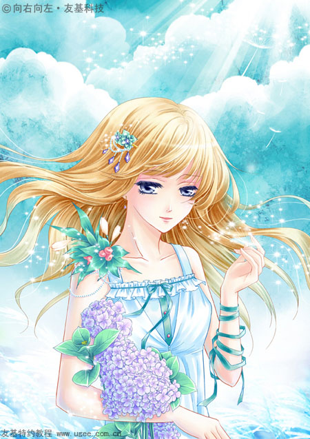 photoshop鼠绘清爽的卡通女生插画效果