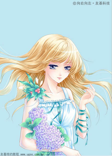 photoshop鼠绘清爽的卡通女生插画效果