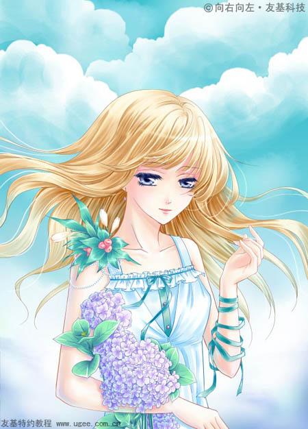 photoshop鼠绘清爽的卡通女生插画效果