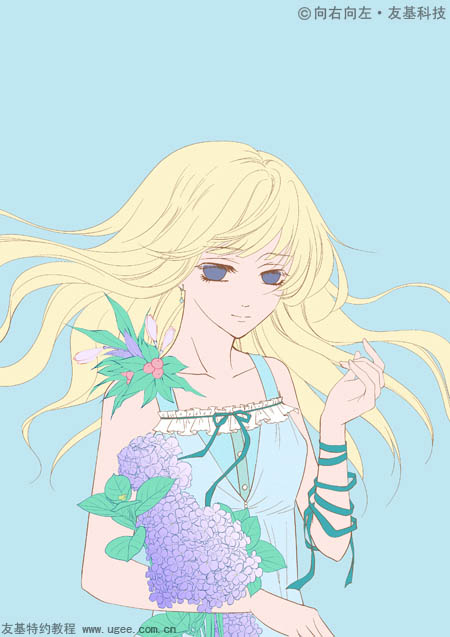 photoshop鼠绘清爽的卡通女生插画效果