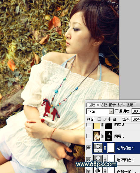 Photoshop为草地人物照片加上柔和的阳光暖色调效果