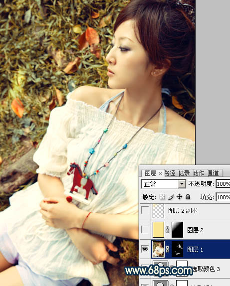 Photoshop为草地人物照片加上柔和的阳光暖色调效果