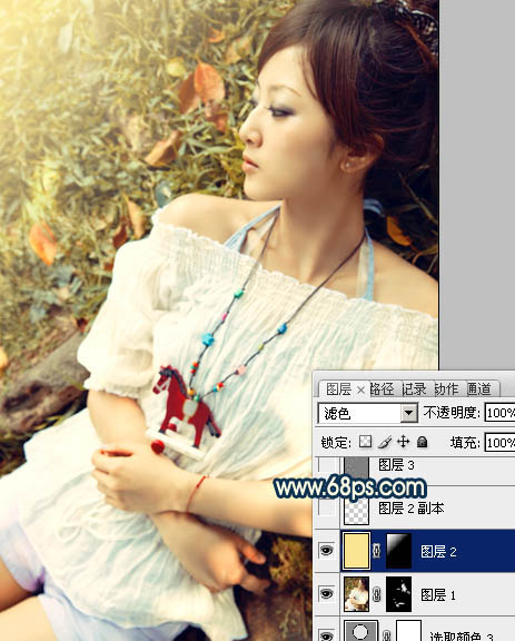 Photoshop为草地人物照片加上柔和的阳光暖色调效果