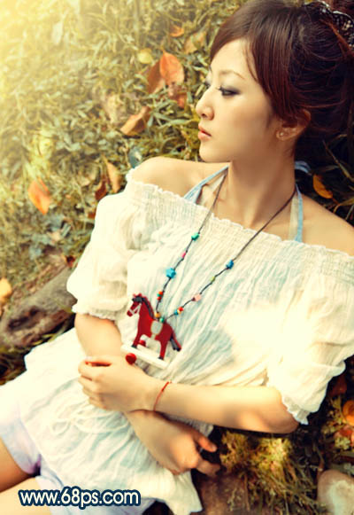 Photoshop为草地人物照片加上柔和的阳光暖色调效果