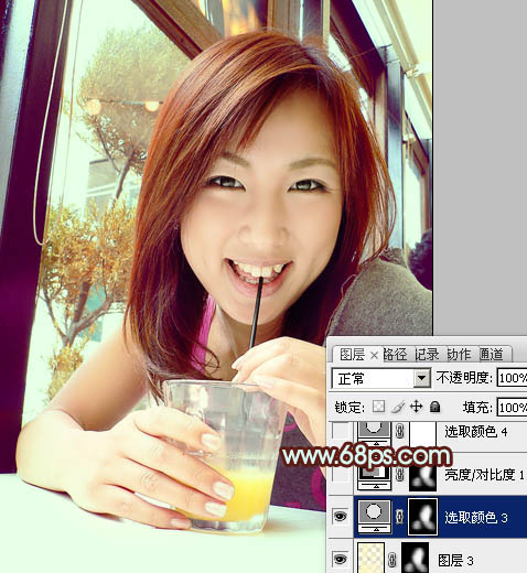 Photoshop将室内人物照片调成甜美的青褐色