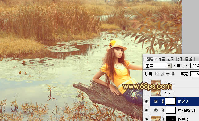 Photoshop为沼泽写真图片加上柔和的暖色效果