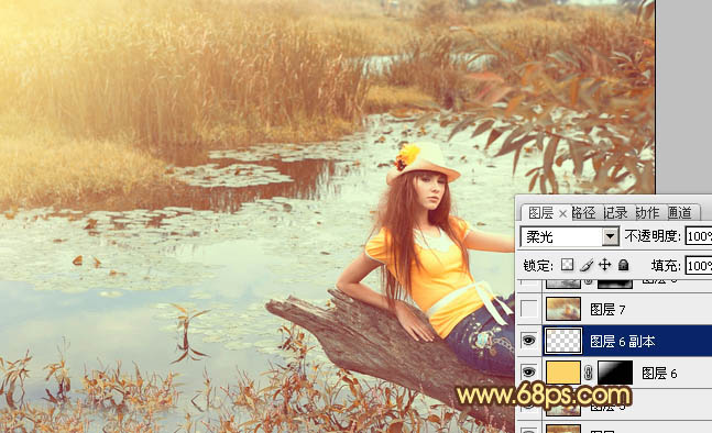 Photoshop为沼泽写真图片加上柔和的暖色效果