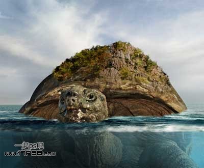 photoshop合成制作海龟岛&shy;自然场景