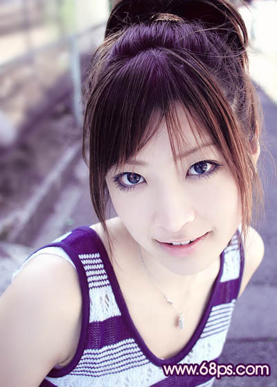 Photoshop为美女图片调制出粉嫩的淡紫色效果