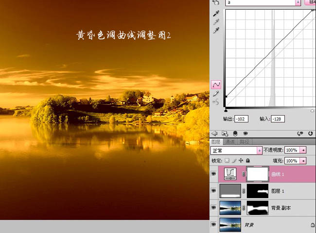 photoshop使用Lab模式快速为风景图片打造出金黄色效果
